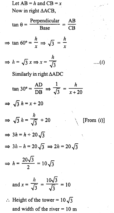 RD Sharma Class 10 Solutions Chapter 12 Heights and Distances Ex 12.1 54