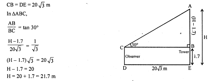 RD Sharma Class 10 Solutions Chapter 12 Heights and Distances VSAQS 13