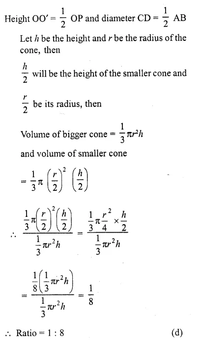 RD Sharma Class 10 Solutions Chapter 14 Surface Areas and Volumes MCQS 12