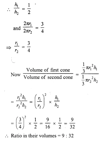 RD Sharma Class 10 Solutions Chapter 14 Surface Areas and Volumes VSAQS 2