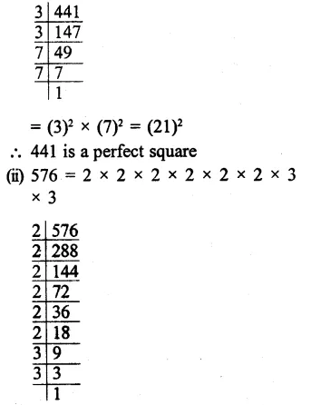 RS Aggarwal Class 8 Solutions Chapter 3 Squares and Square Roots Ex 3A Q1.1