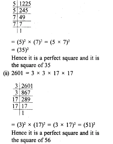 RS Aggarwal Class 8 Solutions Chapter 3 Squares and Square Roots Ex 3A Q2.1
