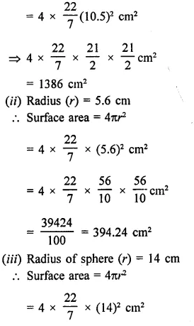 RD Sharma Class 9 Solutions Chapter 21 Surface Areas and Volume of a Sphere Ex 21.1 1.1