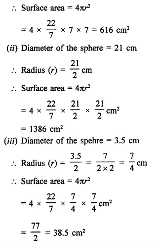 RD Sharma Class 9 Solutions Chapter 21 Surface Areas and Volume of a Sphere Ex 21.1 2.1