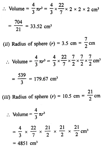 RD Sharma Class 9 Solutions Chapter 21 Surface Areas and Volume of a Sphere Ex 21.2 1.1