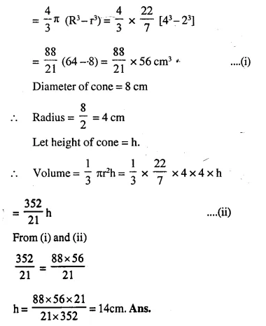 Selina Concise Mathematics Class 10 ICSE Solutions Chapter 20 Cylinder, Cone and Sphere Ex 20D Q2.1