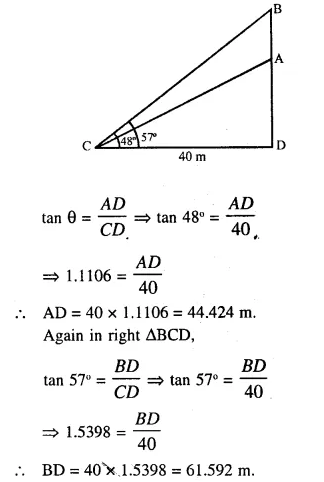 Selina Concise Mathematics Class 10 ICSE Solutions Chapter 22 Heights and Distances Ex 22A Q11.1