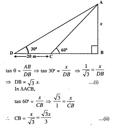 Selina Concise Mathematics Class 10 ICSE Solutions Chapter 22 Heights and Distances Ex 22B Q2.1