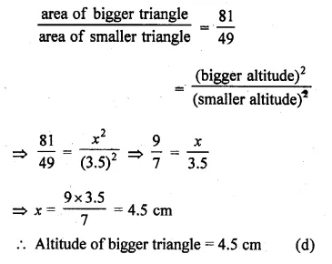ML Aggarwal Class 10 Solutions for ICSE Maths Chapter 13 Similarity MCQS Q21.1