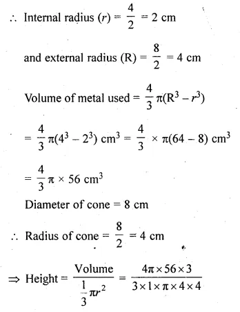 ML Aggarwal Class 10 Solutions for ICSE Maths Chapter 17 Mensuration MCQS Q28.1