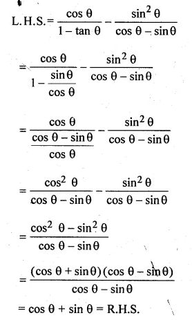 ML Aggarwal Class 10 Solutions for ICSE Maths Chapter 18 Trigonometric Identities Ex 18 Q19.2