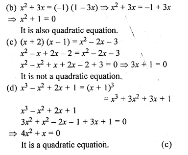 ML Aggarwal Class 10 Solutions for ICSE Maths Chapter 5 Quadratic Equations in One Variable MCQS Q1.1