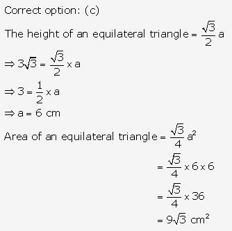 RS Aggarwal Solutions Class 10 Chapter 17 Perimeter and Areas of Plane Figures MCQ 15