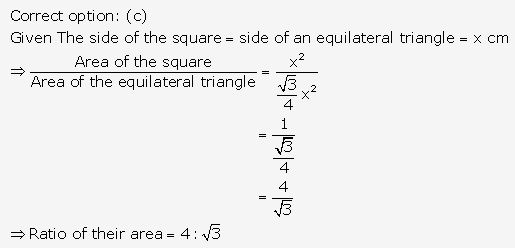 RS Aggarwal Solutions Class 10 Chapter 17 Perimeter and Areas of Plane Figures MCQ 18