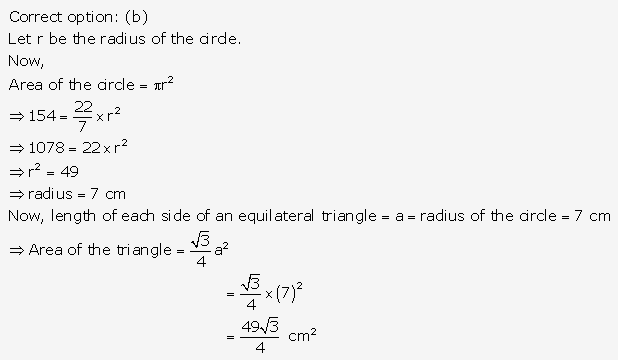 RS Aggarwal Solutions Class 10 Chapter 17 Perimeter and Areas of Plane Figures MCQ 19