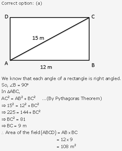RS Aggarwal Solutions Class 10 Chapter 17 Perimeter and Areas of Plane Figures MCQ 3