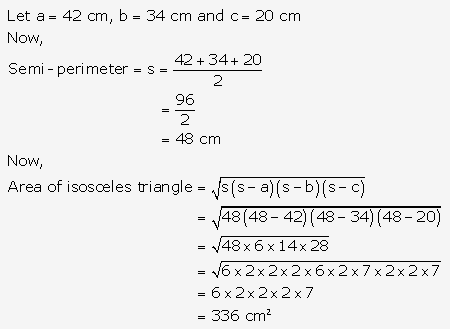 RS Aggarwal Solutions Class 10 Chapter 17 Perimeter and Areas of Plane Figures Test Yourself 10