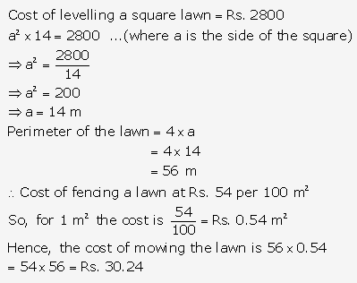 RS Aggarwal Solutions Class 10 Chapter 17 Perimeter and Areas of Plane Figures Test Yourself 17