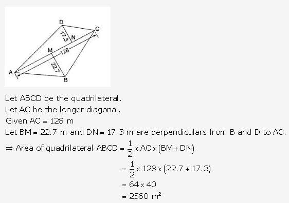 RS Aggarwal Solutions Class 10 Chapter 17 Perimeter and Areas of Plane Figures Test Yourself 23