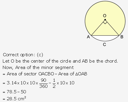 RS Aggarwal Solutions Class 10 Chapter 18 Areas of Circle, Sector and Segment MCQ 24