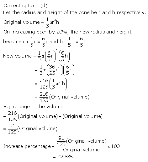 RS Aggarwal Solutions Class 10 Chapter 19 Volume and Surface Areas of Solids MCQ 51