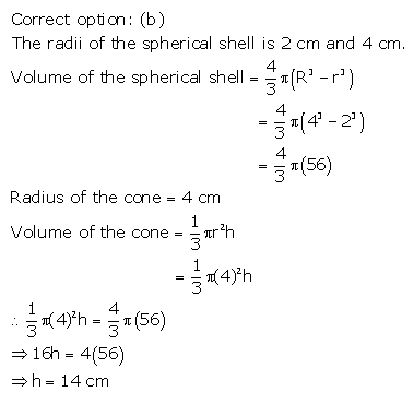 RS Aggarwal Solutions Class 10 Chapter 19 Volume and Surface Areas of Solids MCQ 57
