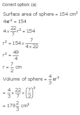 RS Aggarwal Solutions Class 10 Chapter 19 Volume and Surface Areas of Solids MCQ 59