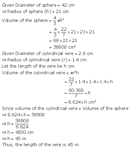 RS Aggarwal Solutions Class 10 Chapter 19 Volume and Surface Areas of Solids Test Yourself 8