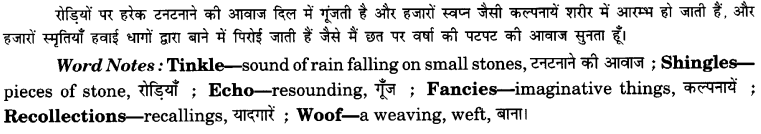 NCERT Solutions for Class 9 English Beehive Poem Chapter 3 Rain on the Roof 2