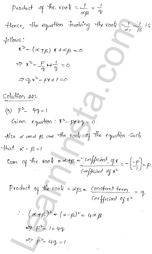 RD Sharma Class 11 Solutions Chapter 14 Quadratic Equations MCQ 1.17