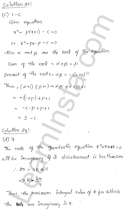 RD Sharma Class 11 Solutions Chapter 14 Quadratic Equations MCQ 1.18