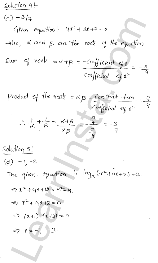 RD Sharma Class 11 Solutions Chapter 14 Quadratic Equations MCQ 1.3