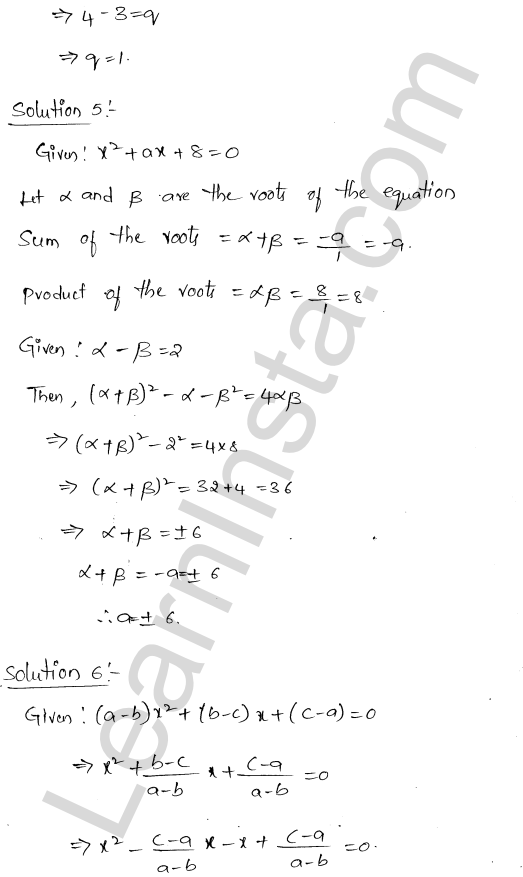 RD Sharma Class 11 Solutions Chapter 14 Quadratic Equations VSAQ 1.3