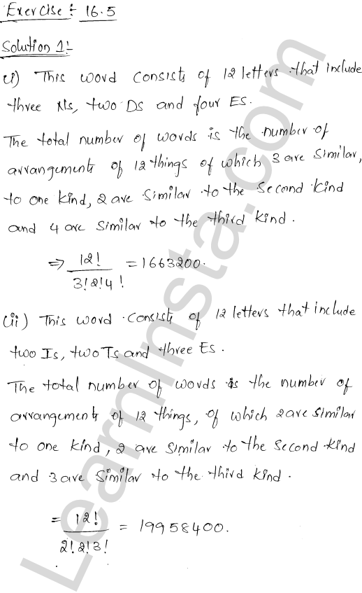 RD Sharma Class 11 Solutions Chapter 16 Permutations Ex 16.5 1