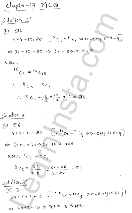 RD Sharma Class 11 Solutions Chapter 17 Combinations MCQ 1.1