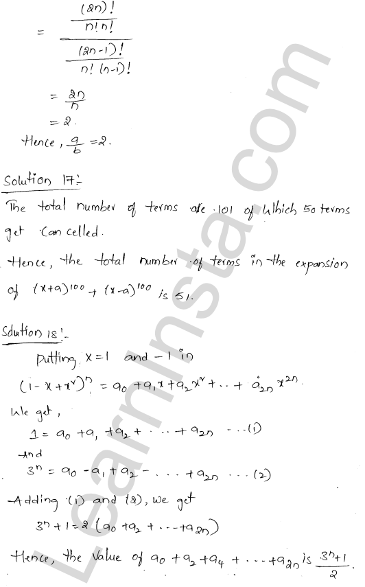 RD Sharma Class 11 Solutions Chapter 18 Binomial Theorem VSAQ 1.9