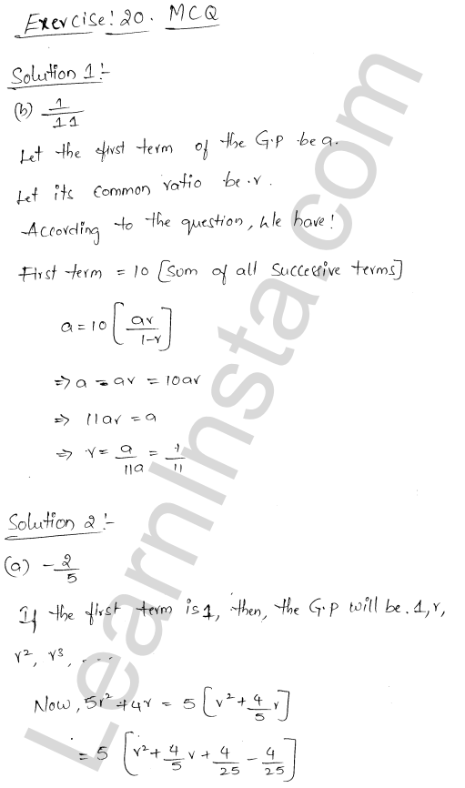 RD Sharma Class 11 Solutions Chapter 20 Geometric Progressions MCQ 1.1