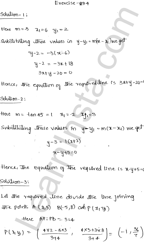 RD Sharma Class 11 Solutions Chapter 23 The Straight Lines Ex 23.4 1.1
