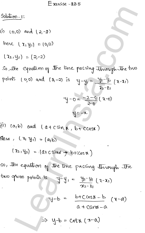 RD Sharma Class 11 Solutions Chapter 23 The Straight Lines Ex 23.5 1.1