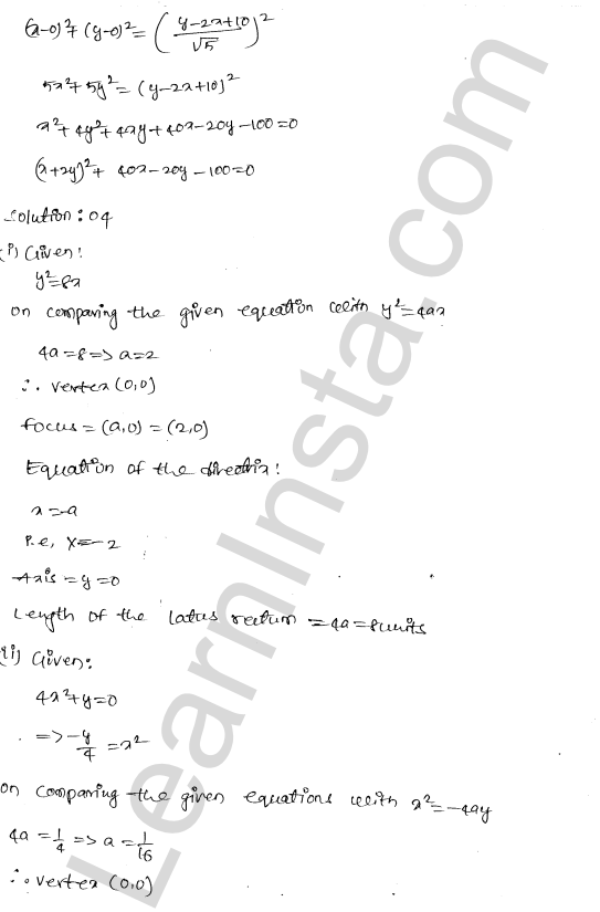RD Sharma Class 11 Solutions Chapter 25 Parabola Ex 25.1 1.11