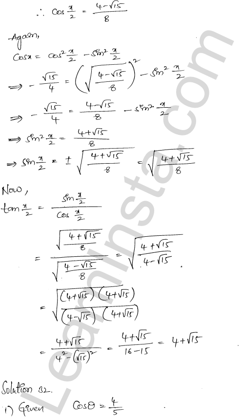RD Sharma Class 11 Solutions Chapter 9 Trigonometric Ratios of Multiple and Submultiple Angles Ex 9.1 1.25