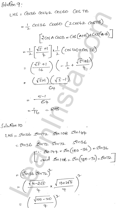RD Sharma Class 11 Solutions Chapter 9 Trigonometric Ratios of Multiple and Submultiple Angles Ex 9.3 1.6