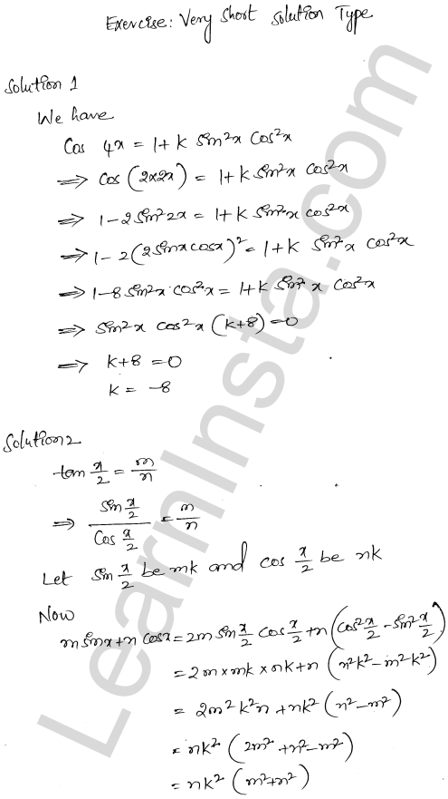 RD Sharma Class 11 Solutions Chapter 9 Trigonometric Ratios of Multiple and Submultiple Angles VSAQ 1.1