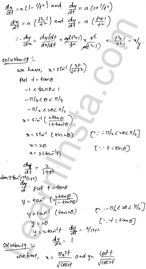 RD Sharma Class 12 Solutions Chapter 11 Differentiation Ex 11.7 1.10