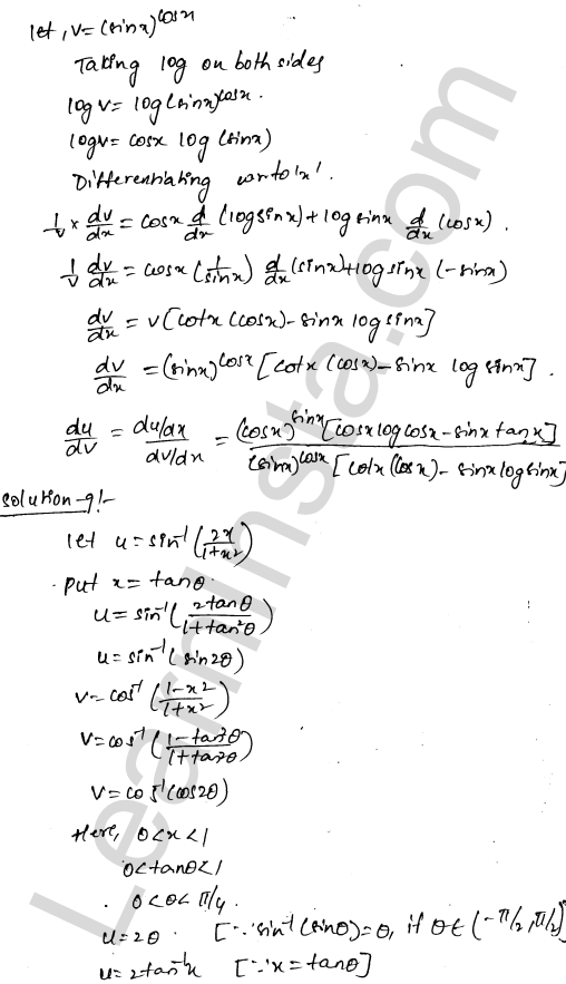 RD Sharma Class 12 Solutions Chapter 11 Differentiation Ex 11.8 1.10