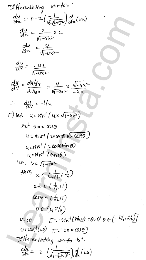 RD Sharma Class 12 Solutions Chapter 11 Differentiation Ex 11.8 1.4