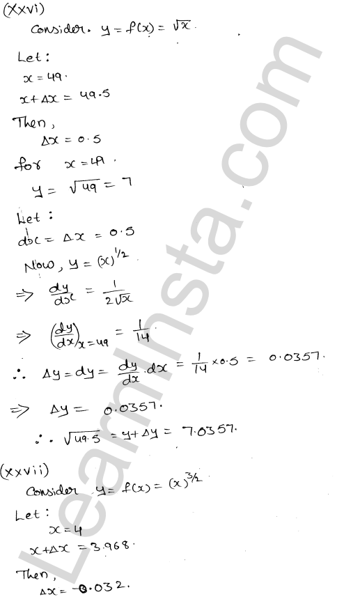 RD Sharma Class 12 Solutions Chapter 14 Differentials Errors and Approximations Ex 14.1 1.27