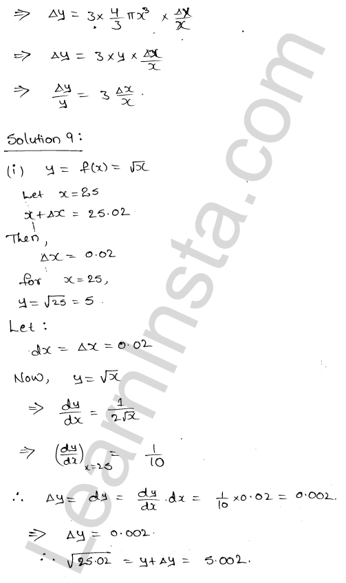 RD Sharma Class 12 Solutions Chapter 14 Differentials Errors and Approximations Ex 14.1 1.7