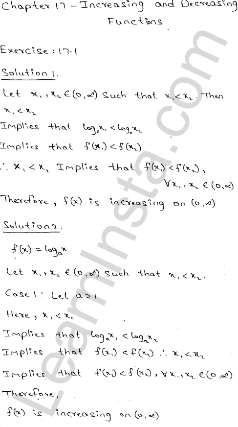 RD Sharma Class 12 Solutions Chapter 17 Increasing and Decreasing Functions Ex 17.1 1.1