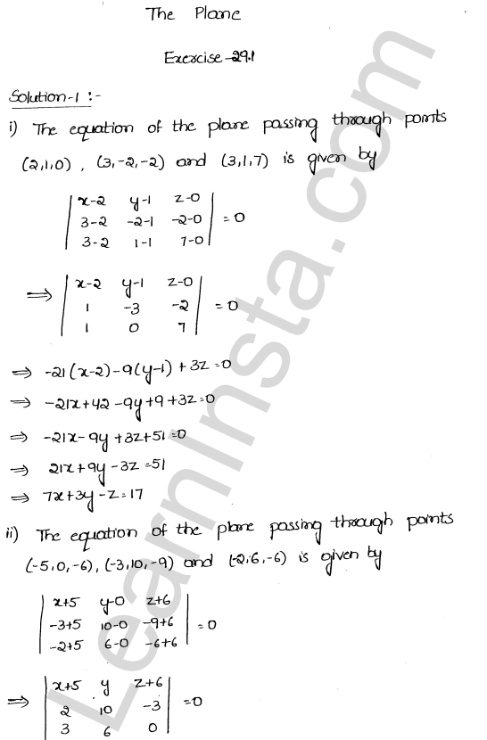 RD Sharma Class 12 Solutions Chapter 29 The plane Ex 29.1 1.1